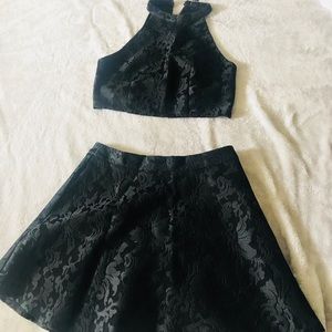 Black two piece skirt/crop top set